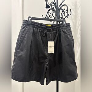 Black Leather Men Shorts